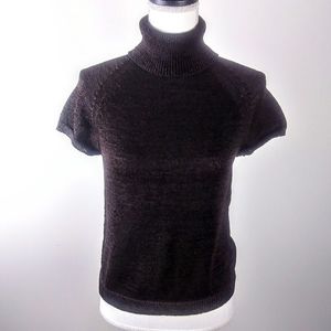WORTH Short sleeve dark brown turtleneck Sz M